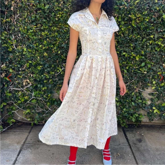 NWT Lisa Says Gah Joan Shirt Dress in A Day at the Museum Print - Size medium - Picture 2 of 10